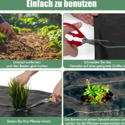 Unkrautvlies 50m² Gartenvlies gegen Unkraut Unkrautfolie PP Schwarz 25 x 2m-60 g/m²