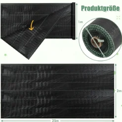 Unkrautvlies 50m² Gartenvlies gegen Unkraut Unkrautfolie PP Schwarz 25 x 2m-60 g/m²