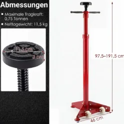 Unterhebe-Stützständer 750 kg Wagenheberständer Höhenverstellbar 97,5-191,5 cm Rot