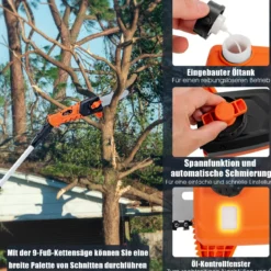 20 V Akku-Stangensäge Elektro-Kettensäge mit Akku und Ladegerät