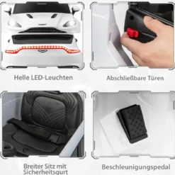 12V Aston Martin DBX Kinderauto mit 2,4G-Fernbedienung 1,4-2,5 km/h Weiß