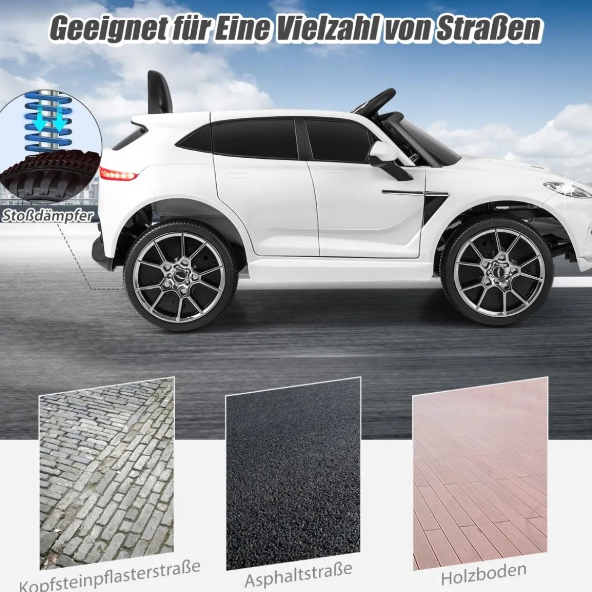 12V Aston Martin DBX Kinderauto mit 2,4G-Fernbedienung 1,4-2,5 km/h Weiß