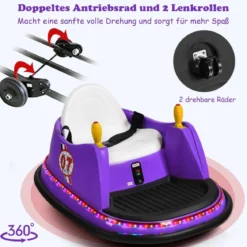 6V Aufsitz Autoscooter mit Bunten Lichtern & Fernbedienung & 360 Grad Rotation Bumper Car