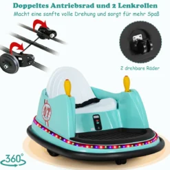 6V Aufsitz Autoscooter mit Bunten Lichtern & Fernbedienung & 360 Grad Rotation Bumper Car