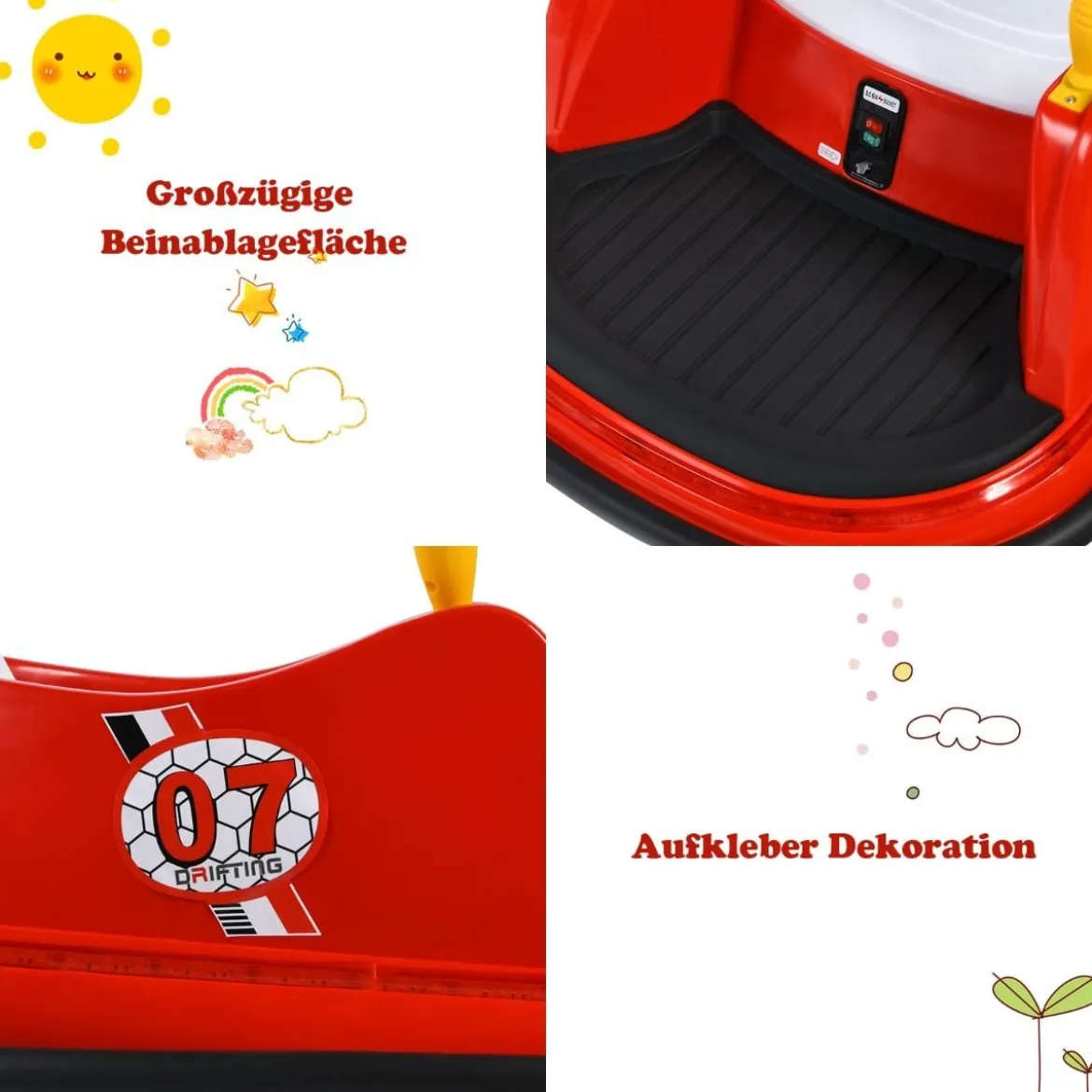 6V Aufsitz Autoscooter mit Bunten Lichtern & Fernbedienung & 360 Grad Rotation Bumper Car