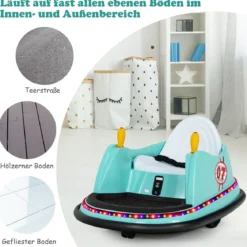 6V Aufsitz Autoscooter mit Bunten Lichtern & Fernbedienung & 360 Grad Rotation Bumper Car