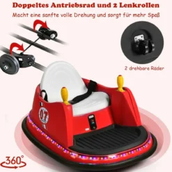6V Aufsitz Autoscooter mit Bunten Lichtern & Fernbedienung & 360 Grad Rotation Bumper Car