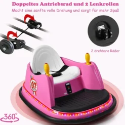 6V Aufsitz Autoscooter mit Bunten Lichtern & Fernbedienung & 360 Grad Rotation Bumper Car