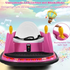 6V Aufsitz Autoscooter mit Bunten Lichtern & Fernbedienung & 360 Grad Rotation Bumper Car