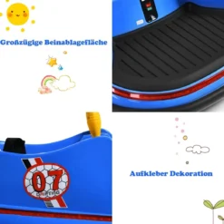 6V Aufsitz Autoscooter mit Bunten Lichtern & Fernbedienung & 360 Grad Rotation Bumper Car