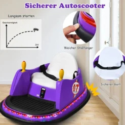 6V Aufsitz Autoscooter mit Bunten Lichtern & Fernbedienung & 360 Grad Rotation Bumper Car