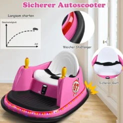 6V Aufsitz Autoscooter mit Bunten Lichtern & Fernbedienung & 360 Grad Rotation Bumper Car