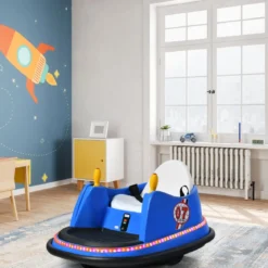 6V Aufsitz Autoscooter mit Bunten Lichtern & Fernbedienung & 360 Grad Rotation Bumper Car
