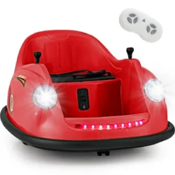 12V Autoscooter Kinder Elektro Bumper Car mit Fernsteuerung & LED-Lichtern & Musik Blau/Rosa/Rot