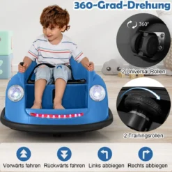 12V Autoscooter Kinder Elektro Bumper Car mit Fernsteuerung & LED-Lichtern & Musik Blau/Rosa/Rot