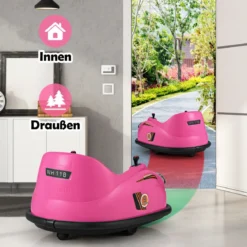 12V Autoscooter Kinder Elektro Bumper Car mit Fernsteuerung & LED-Lichtern & Musik Blau/Rosa/Rot