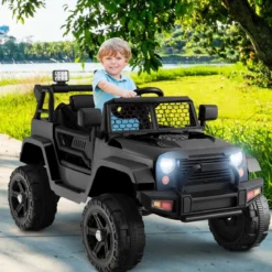 12V Batteriebetriebenes Kinderfahrzeug Elektrisches Kinderfahrzeug mit Fernbedienung Schwarz