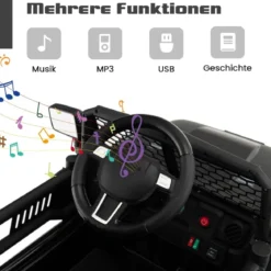 12V Batteriebetriebenes Kinderfahrzeug Elektrisches Kinderfahrzeug mit Fernbedienung Schwarz