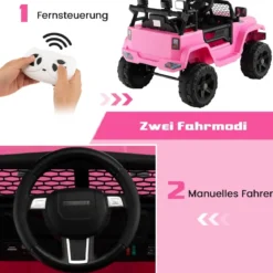 12V Batteriebetriebenes Kinderfahrzeug Elektrisches Kinderfahrzeug mit Fernbedienung Rosa