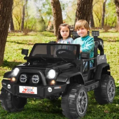 12V Elektroauto Batteriebetriebenes Elektrofahrzeug mit 2Sitzen 123 x 80 x 80 cm Schwarz