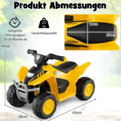 6V Elektro Kinder Quad Mini Elektroquad mit LED-Scheinwerfern Elektroauto ATV für Kinder von 18–36 Monaten