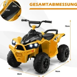12V Elektro Kinderquad mit 3-5 KM/H Geschwindigkeit 4 Rutschfesten Rollen Hupe & LED-Leuchten Elektroquad