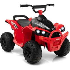 12V Elektro Kinderquad mit 3-5 KM/H Geschwindigkeit 4 Rutschfesten Rollen Hupe & LED-Leuchten Elektroquad