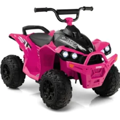 12V Elektro Kinderquad mit 3-5 KM/H Geschwindigkeit 4 Rutschfesten Rollen Hupe & LED-Leuchten Elektroquad