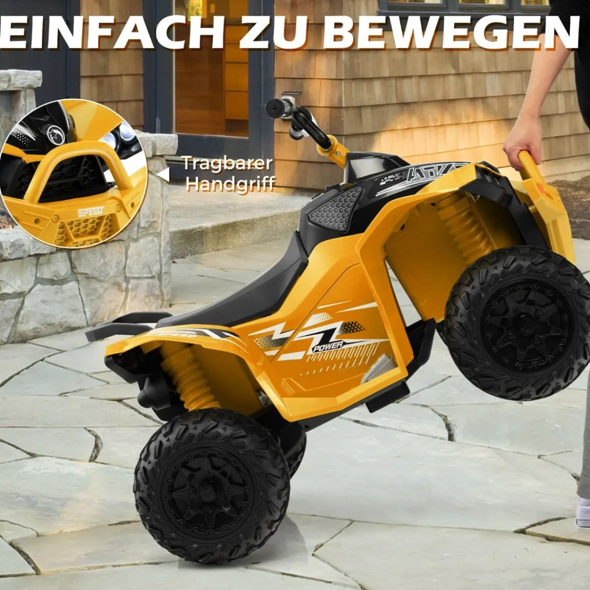 12V Elektro Kinderquad mit 3-5 KM/H Geschwindigkeit 4 Rutschfesten Rollen Hupe & LED-Leuchten Elektroquad