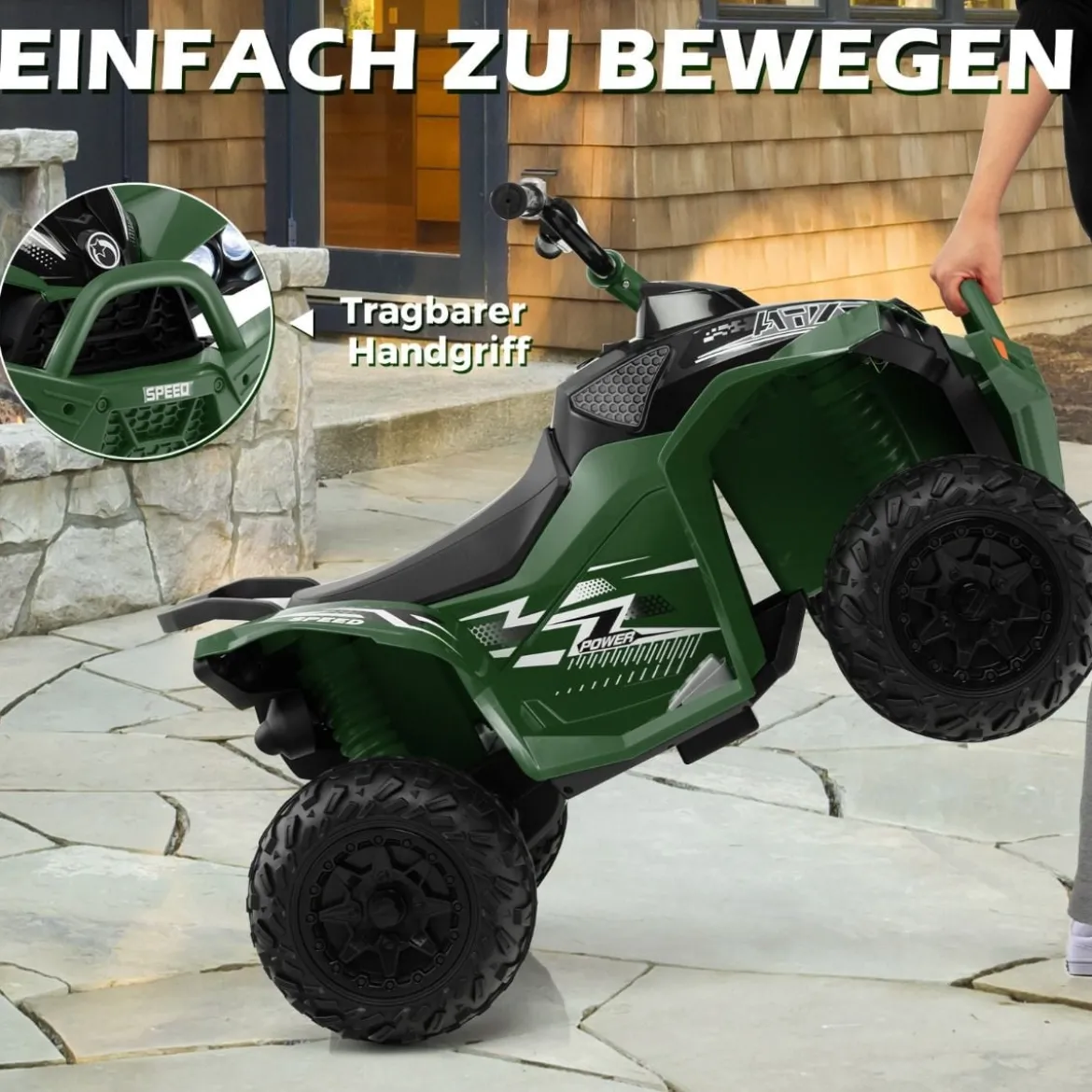 12V Elektro Kinderquad mit 3-5 KM/H Geschwindigkeit 4 Rutschfesten Rollen Hupe & LED-Leuchten Elektroquad