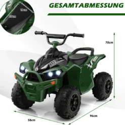 12V Elektro Kinderquad mit 3-5 KM/H Geschwindigkeit 4 Rutschfesten Rollen Hupe & LED-Leuchten Elektroquad