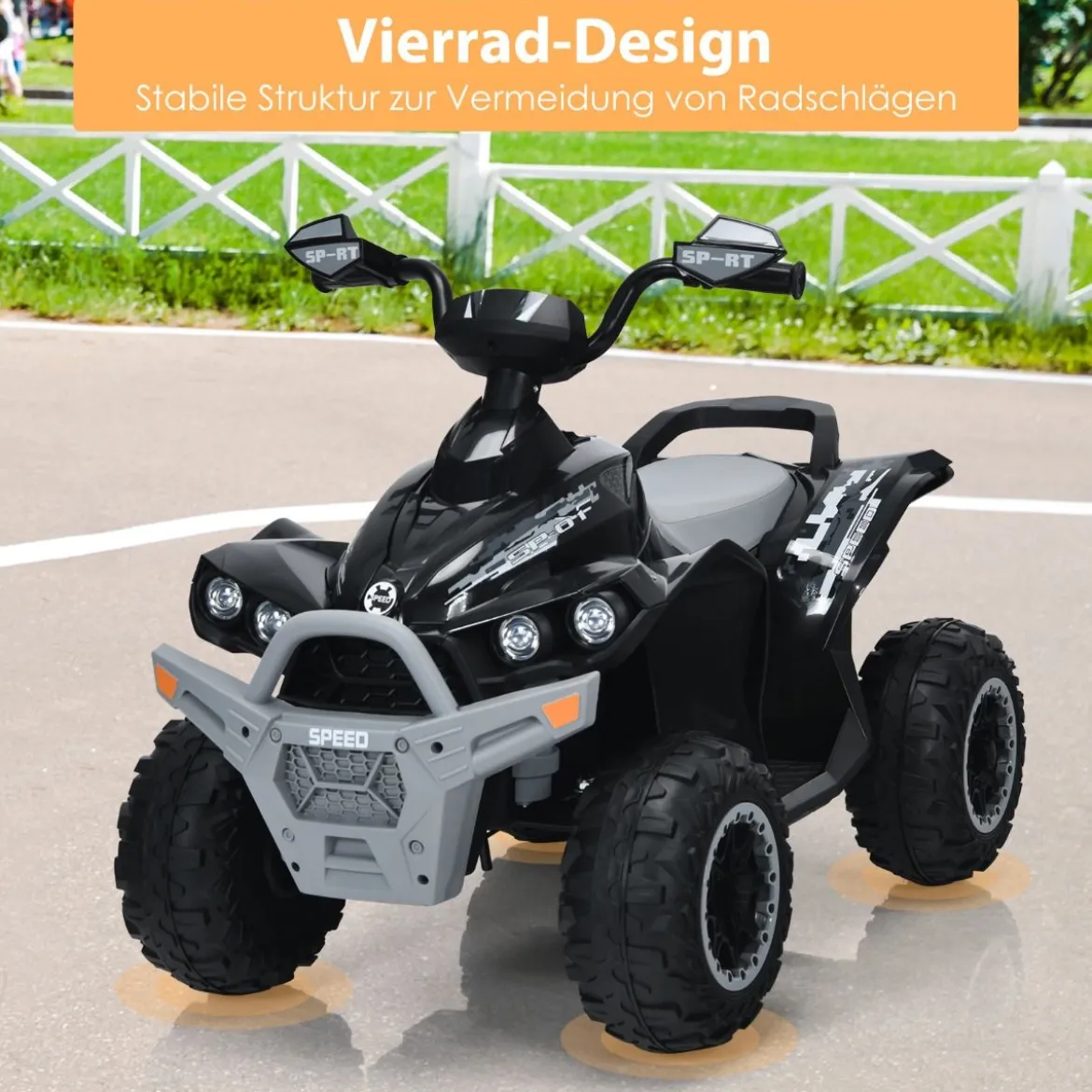 12V Elektro Kinderquad mit Musik Hupe und LED Scheinwerfer Elektroquad Schwarz