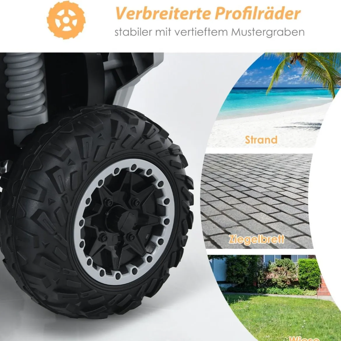 12V Elektro Kinderquad mit Musik Hupe und LED Scheinwerfer Elektroquad Schwarz