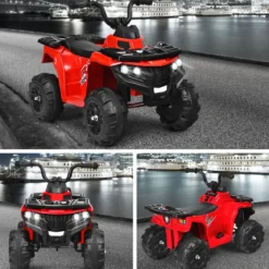 6V Elektro Kinderquad mit Musik, MP3, USB und AUX für Jungs und Mädchen 41 x 68,5 x 49,5 cm Rot