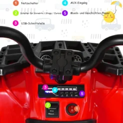 6V Elektro Kinderquad mit Musik, MP3, USB und AUX für Jungs und Mädchen 41 x 68,5 x 49,5 cm Rot