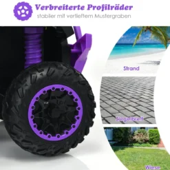 12V Elektro Kinderquad mit Musik Hupe und LED Scheinwerfer Elektroquad Lila
