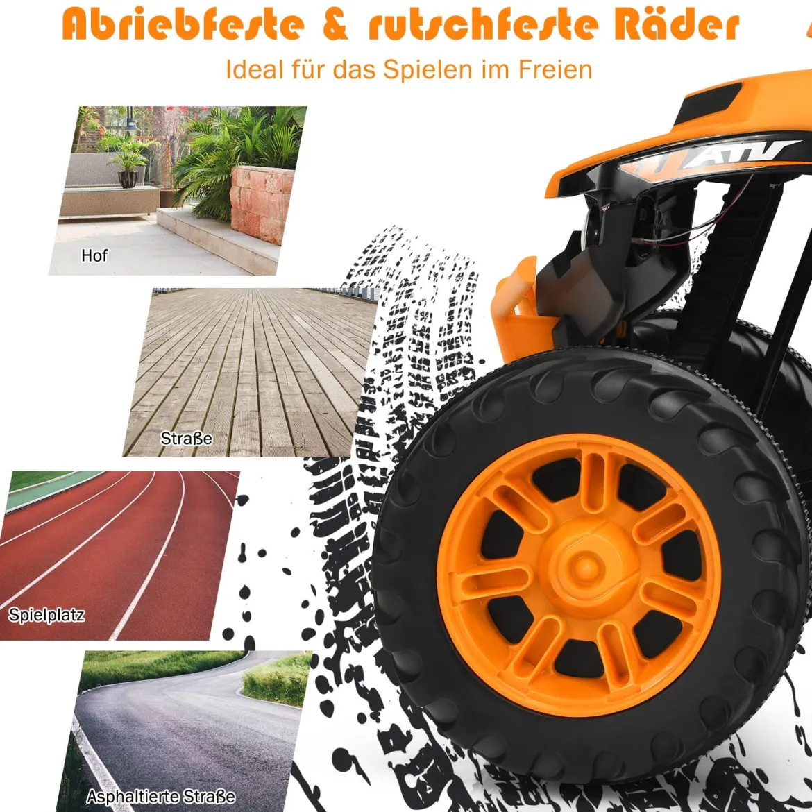 12V Elektro Kinderquad mit Scheinwerfer Mini Elektroquad mit Musik & Hupe Kinderauto Orange