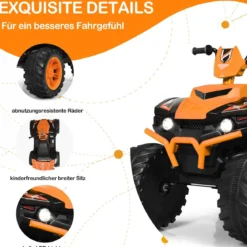 12V Elektro Kinderquad mit Scheinwerfer Mini Elektroquad mit Musik & Hupe Kinderauto Orange
