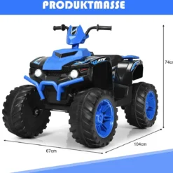 12V Elektro Kinderquad mit Scheinwerfer Mini Elektroquad mit Musik & Hupe 4 Räder Kinder Quad 2,8-5 km/h für Kinder ab 3 Jahren Blau