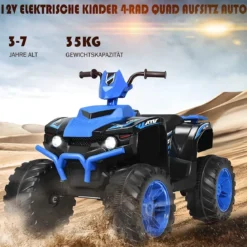 12V Elektro Kinderquad mit Scheinwerfer Mini Elektroquad mit Musik & Hupe 4 Räder Kinder Quad 2,8-5 km/h für Kinder ab 3 Jahren Blau