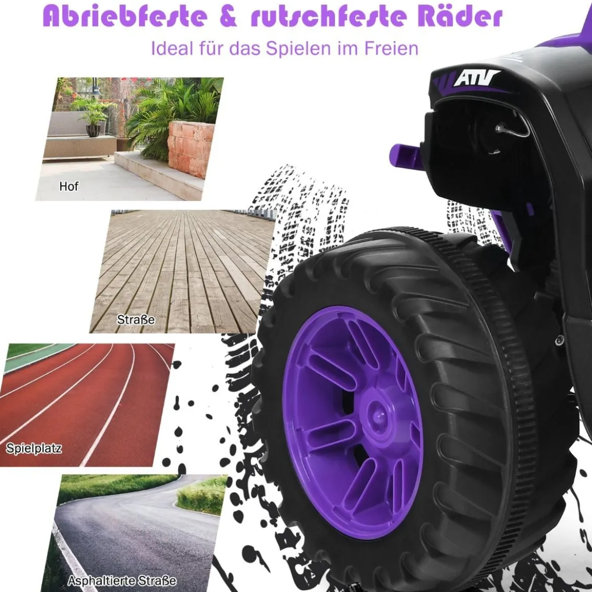 12V Elektro Kinderquad mit Scheinwerfer Mini Elektroquad mit Musik & Hupe Lila