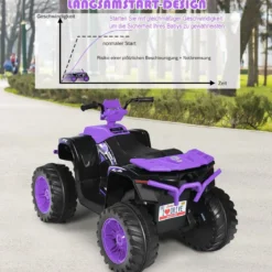 12V Elektro Kinderquad mit Scheinwerfer Mini Elektroquad mit Musik & Hupe Lila
