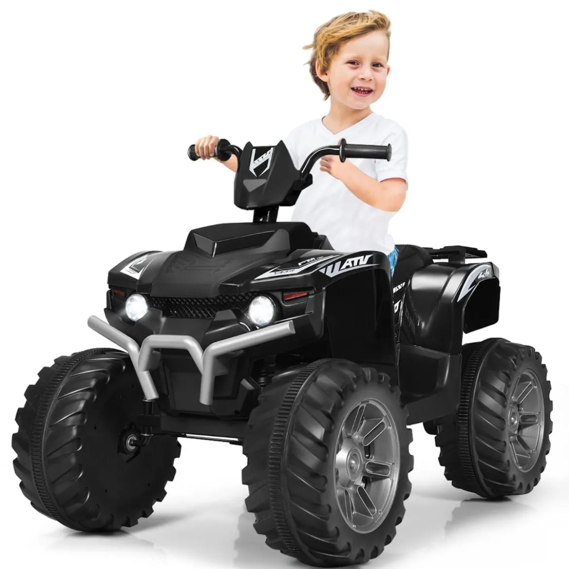 12V Elektro Kinderquad mit Scheinwerfer Mini Elektroquad mit Musik & Hupe 4 Räder Kinder Quad 2,8-5 km/h für Kinder ab 3 Jahren Schwarz