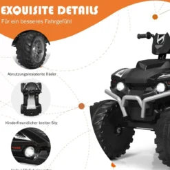 12V Elektro Kinderquad mit Scheinwerfer Mini Elektroquad mit Musik & Hupe 4 Räder Kinder Quad 2,8-5 km/h für Kinder ab 3 Jahren Schwarz