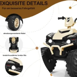 12V Elektro Kinderquad mit Scheinwerfer Mini Elektroquad mit Musik & Hupe Kinderauto Gelb