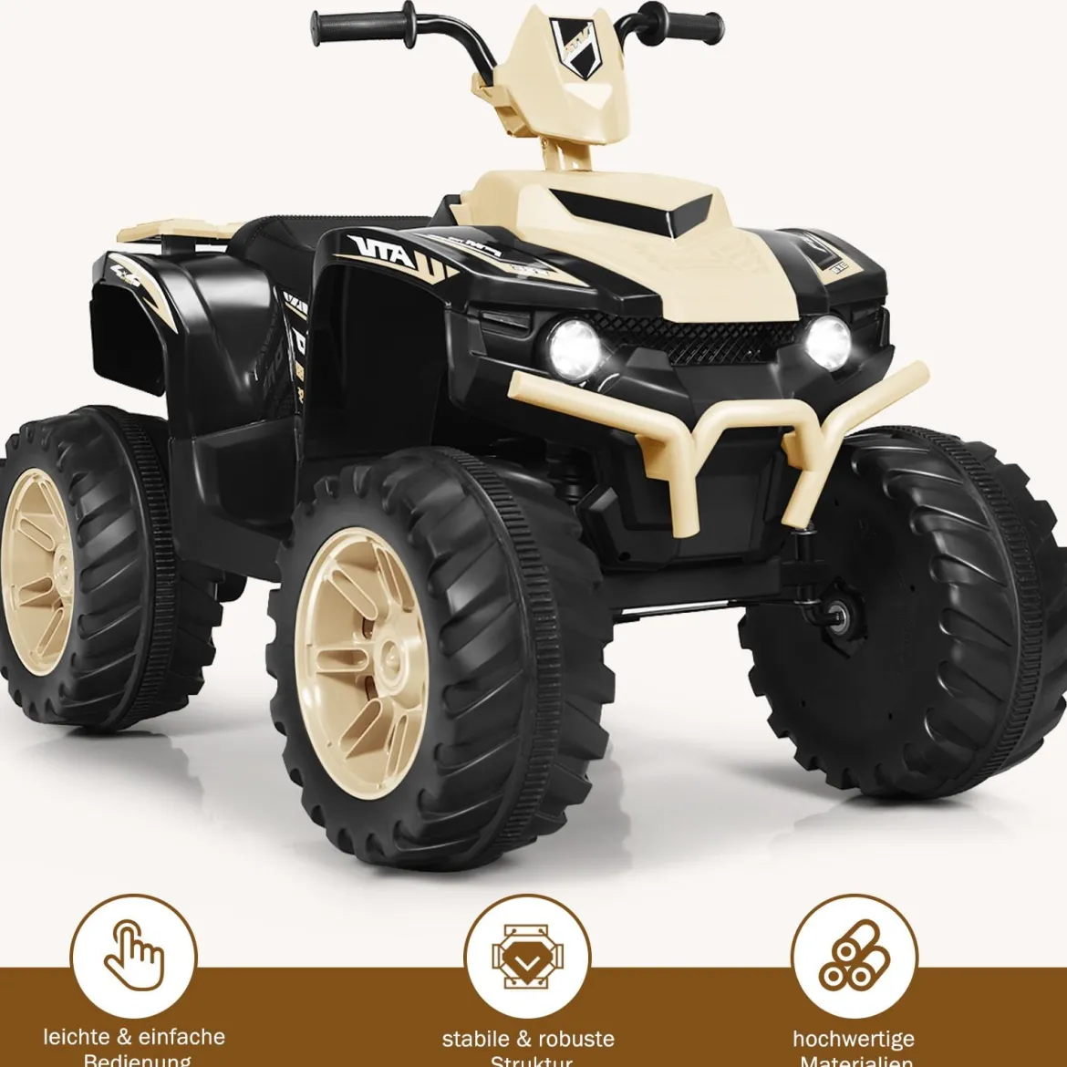 12V Elektro Kinderquad mit Scheinwerfer Mini Elektroquad mit Musik & Hupe Kinderauto Gelb