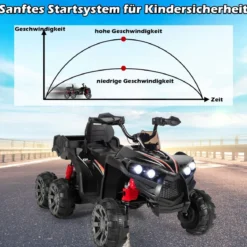 12V Elektro Kinderquad mit Stauraum & LED-Lichtern Mini Elektroquad 3-6 km/h Schwarz