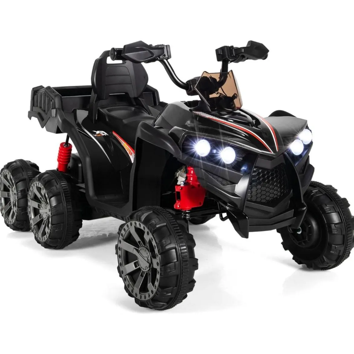12V Elektro Kinderquad mit Stauraum & LED-Lichtern Mini Elektroquad 3-6 km/h Schwarz
