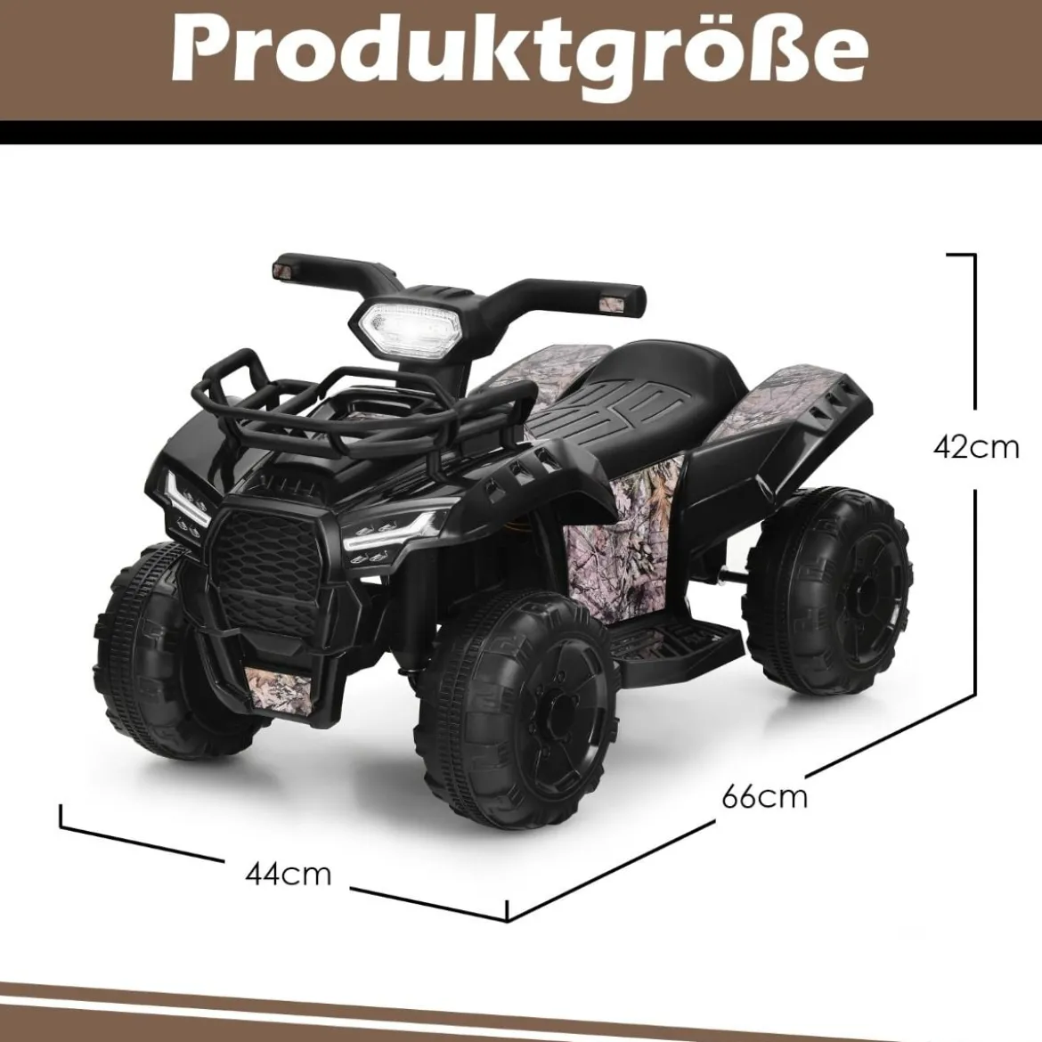 6V Elektro Kinderquad mit Stauraum & Musik & Hupe & LED Scheinwerfer Mini Elektroquad