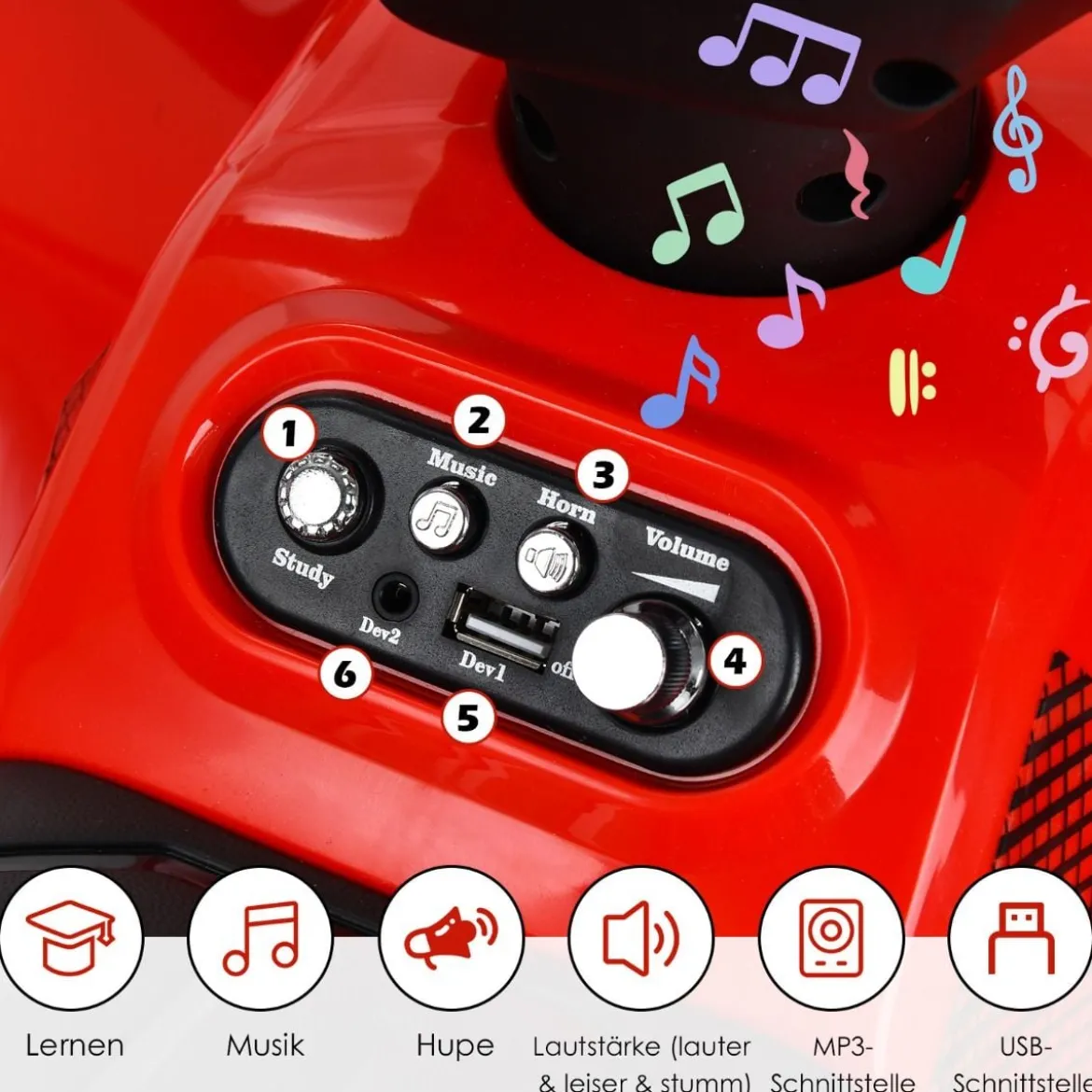6V Elektro Kinderquad mit Stauraum & Musik & Hupe & LED Scheinwerfer Mini Elektroquad